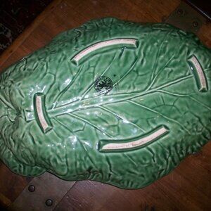 Bordallo Pinheiro Cabbage Leaf Serving Platter Plate 15 1/2" x 10 1/2"